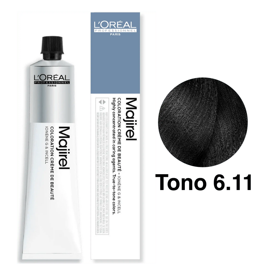 Tinte Majirel Tono 6.11 High Resist Rubio Oscuro Ceniza Profundo 50mL - Magic Mechas