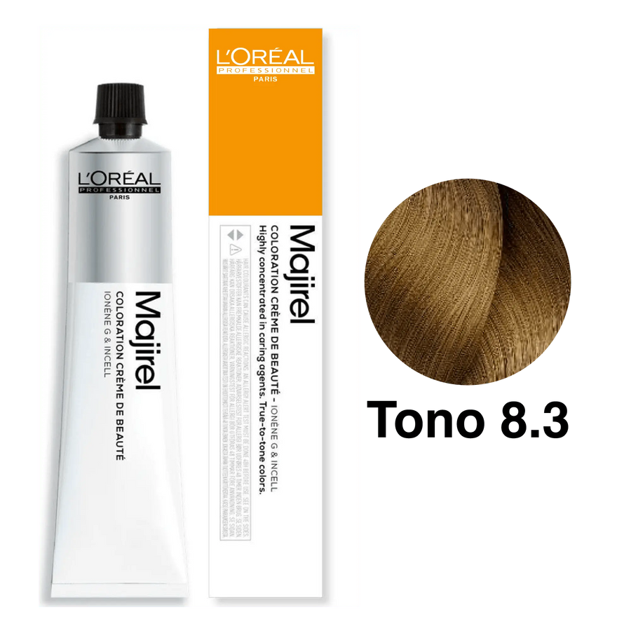 Tinte Majirel Tono 8.3 Rubio Claro Dorado 50mL - Magic Mechas