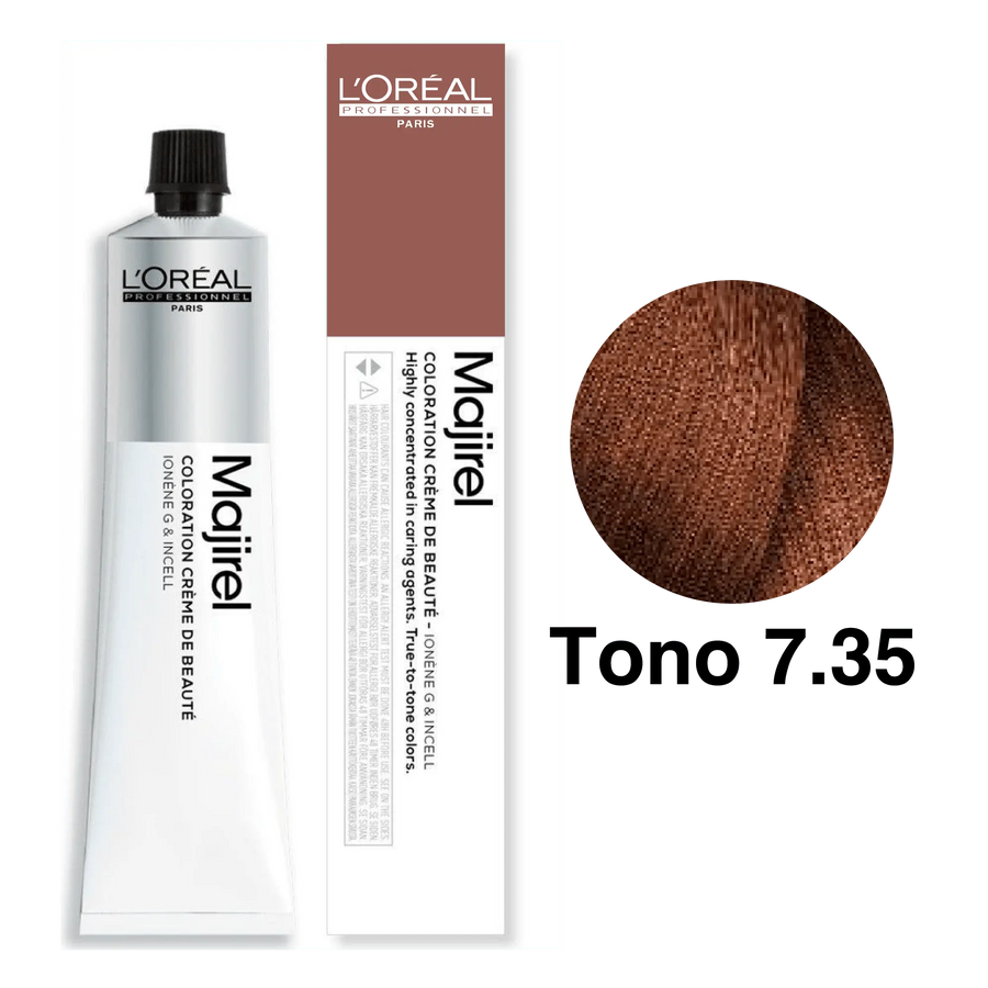 Tinte Majirel Tono 7.35 Rubio Dorado Caoba 50mL - Magic Mechas