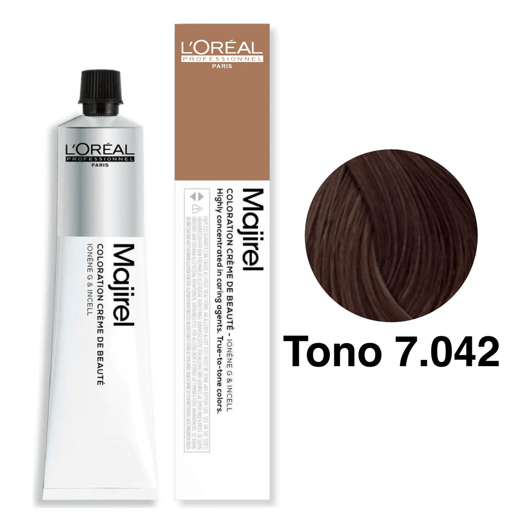 Tintes Majirel Tono 7.042 Rubio Natural Cobrizo Irisado 50mL - Magic Mechas