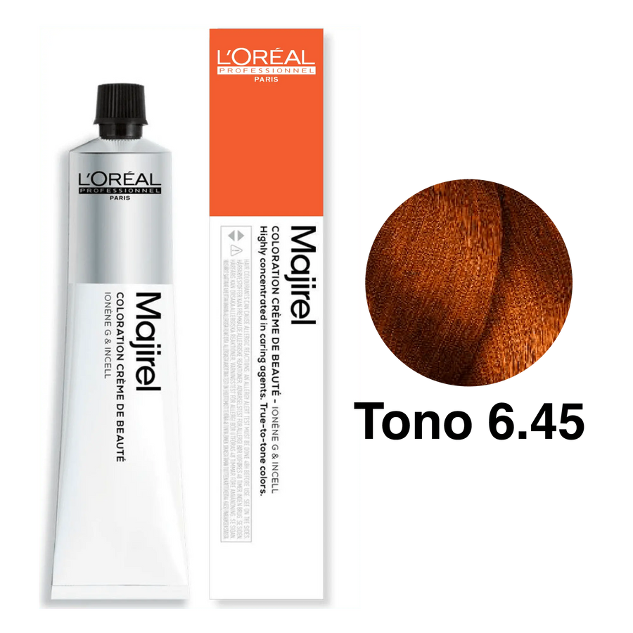 Tinte Majirel Tono 6.45 Rubio Oscuro Cobrizo Caoba 50mL - Magic Mechas