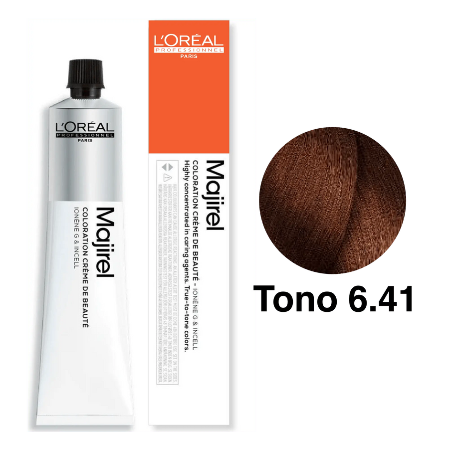 Tinte Majirel Tono 6.41 Rubio Oscuro Cobrizo Ceniza 50mL - Magic Mechas