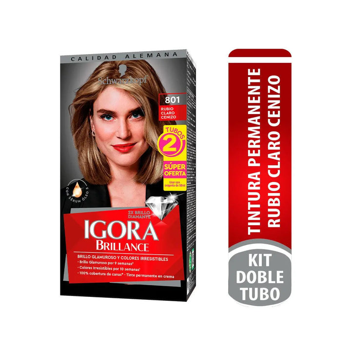 Tinte Igora Brillance 801 Rubio Claro Cenizo - Magic Mechas