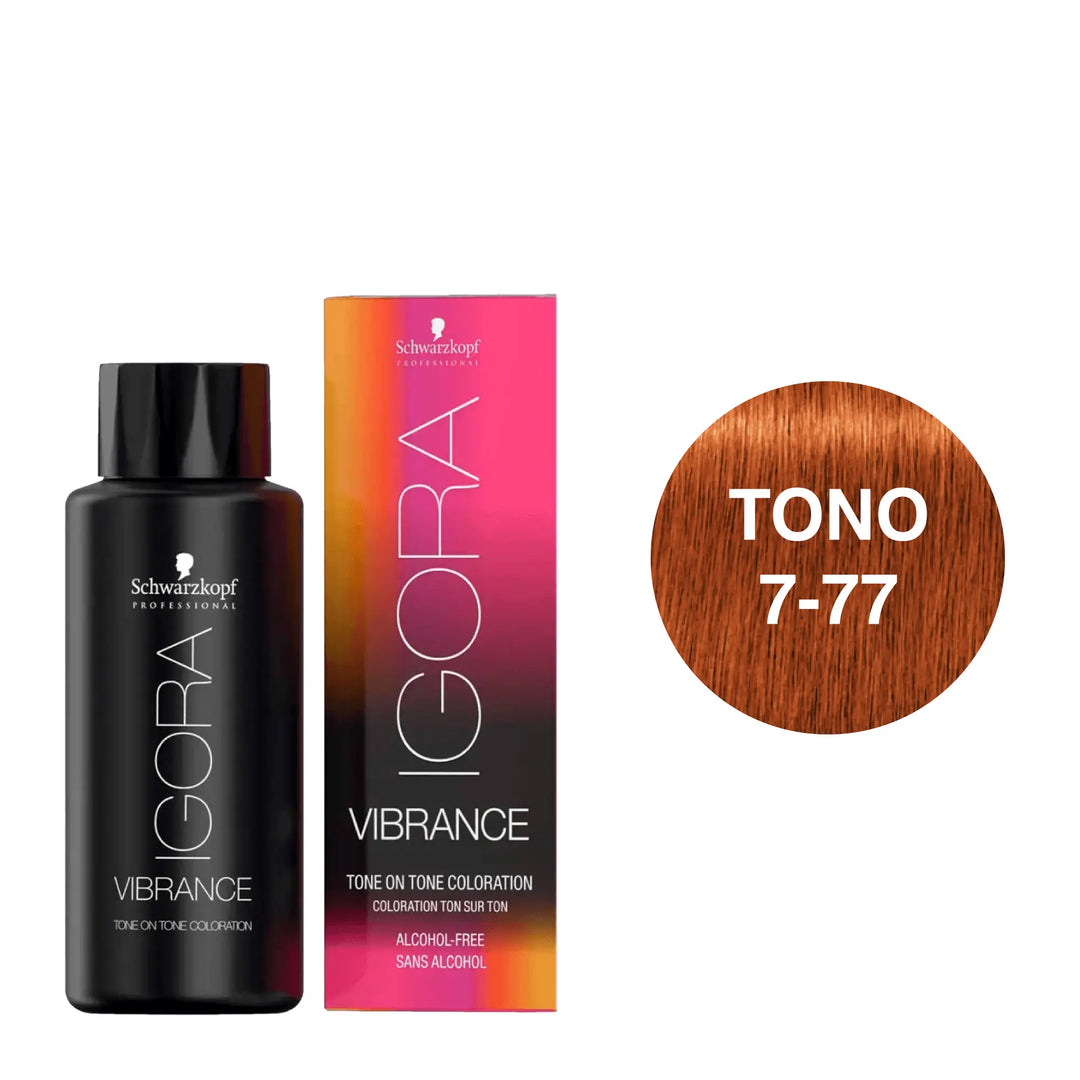 Igora Vibrance Tono 7-77 Rubio Medio Cobrizo Intenso 60mL - Magic Mechas